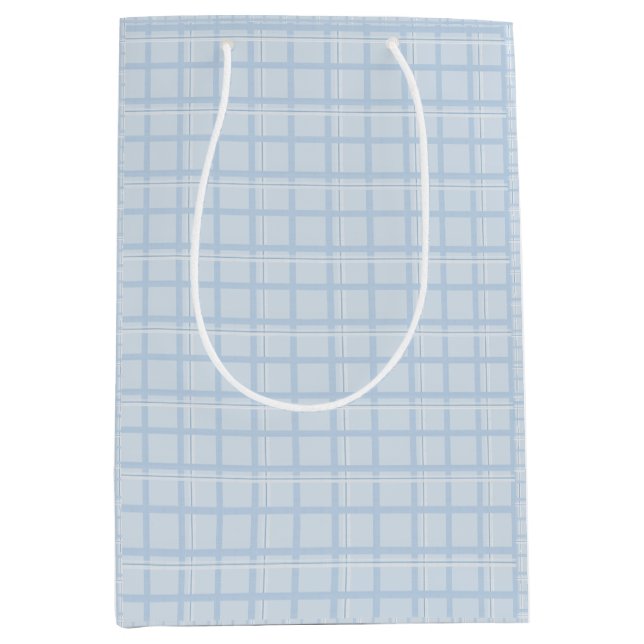 Pale Blue Check Gift Bag | Modern Minimalist  (Front)