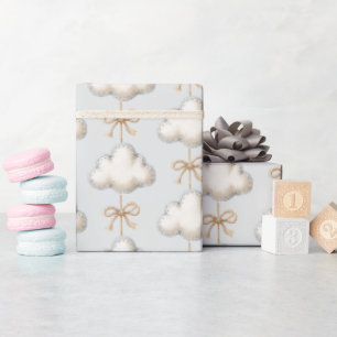 Pale Blue Cloud Nine Baby Shower Wrapping Paper