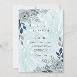 Pale Blue Crystalline Winter Wedding Invitation