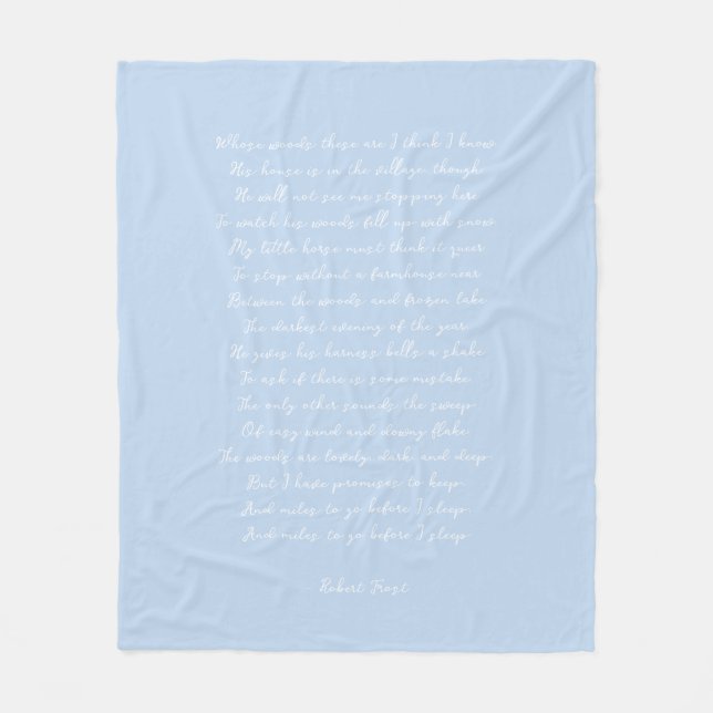 Pale Blue Custom Poem Song Lyric Quote  Fleece Blanket (Front)