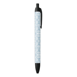 Pale Blue Damask Black Ink Pen