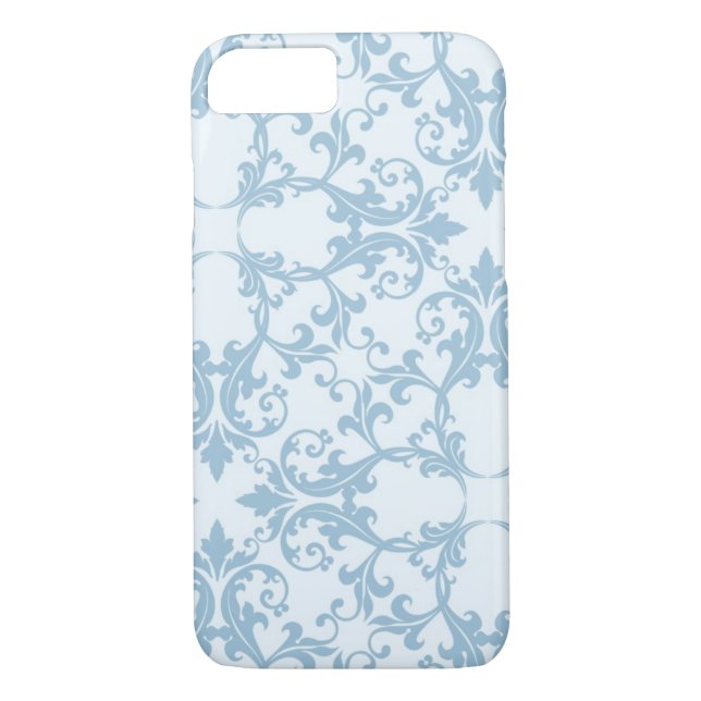Pale Blue Damask Case-Mate iPhone Case (Back)