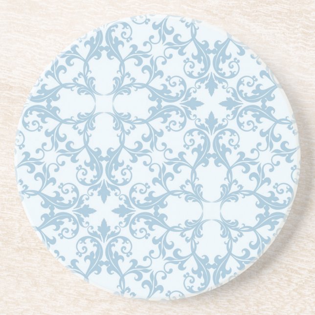 Pale Blue Damask Coaster (Front)