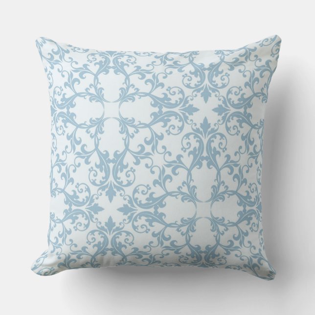 Pale Blue Damask Cushion (Front)