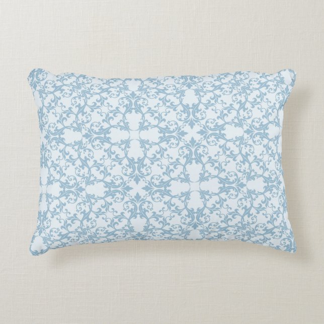Pale Blue Damask Decorative Cushion (Front)