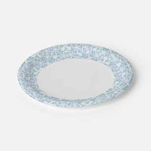 Pale Blue Damask Paper Plate
