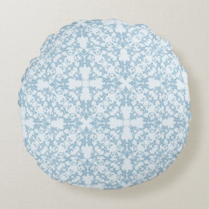Pale Blue Damask Round Cushion