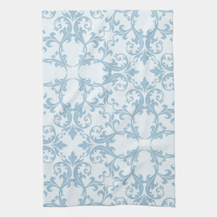 Pale Blue Damask Tea Towel