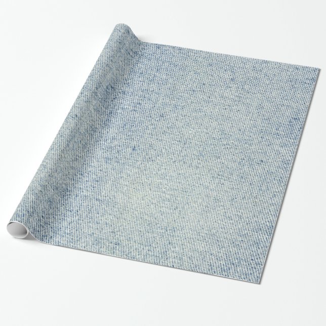 Pale Blue Denim Jeans Texture Wrapping Paper (Unrolled)