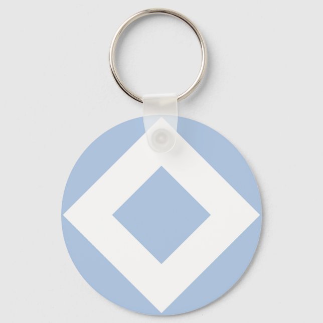 Pale Blue Diamond, Bold White Border Key Ring (Front)