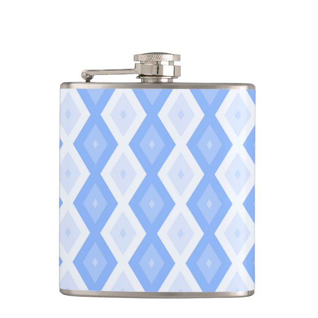 Pale blue diamond pattern hip flask (Front)