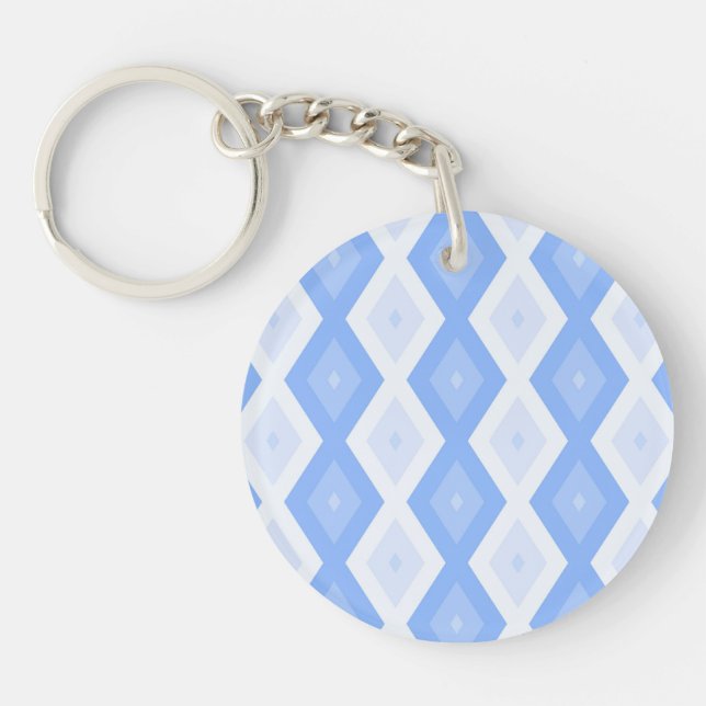 Pale blue diamond pattern key ring (Front)