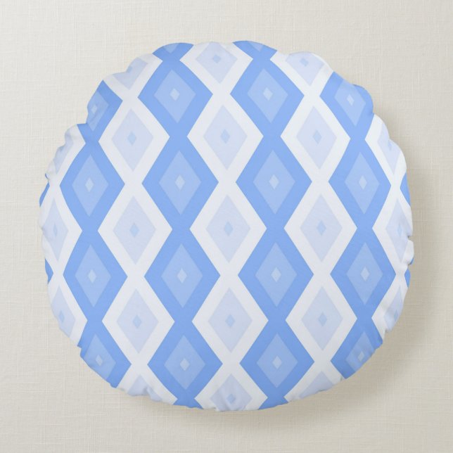 Pale blue diamond pattern round cushion (Front)