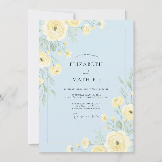 Pale Blue Enchanting Spring Wedding Invitation (Front)