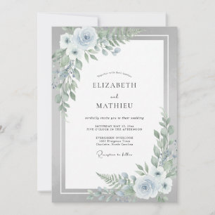 Pale Blue Ethereal Winter Wedding Invitation