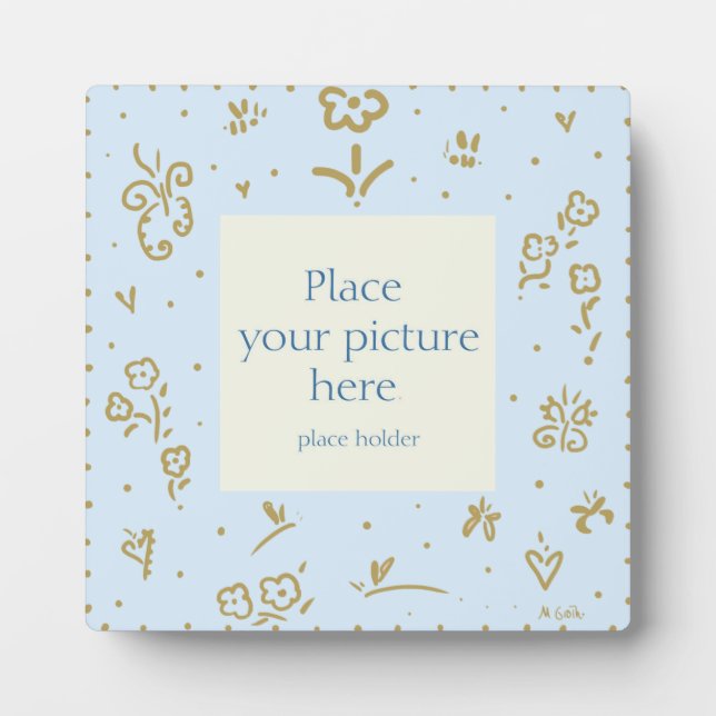 Pale blue fleur photo plaque (Front)