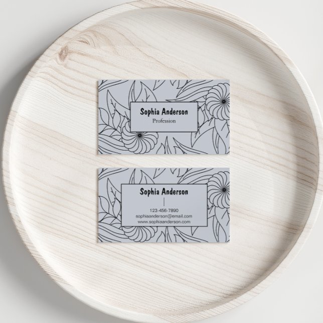  Pale Blue Floral Business Card (Creator Uploaded)