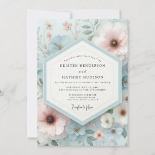 Pale Blue Floral Dream Wedding Invitation