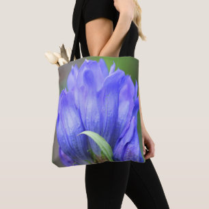 Pale Blue Gentian Flower In Bloom Tote Bag
