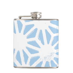 Pale blue geometric pattern hip flask