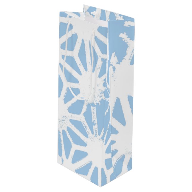 Pale blue geometric pattern wine gift bag (Front Angled)