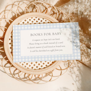 Pale Blue Gingham Classic Boys Baby Shower Enclosure Card