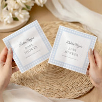 Pale Blue Gingham Classic Boys Baby Shower