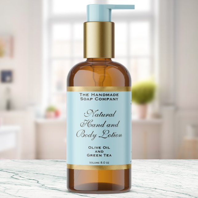 Pale Blue & Gold Foil Cosmetics Bottle Label (Creator Uploaded)