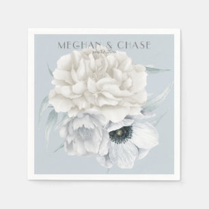 Pale Blue Ivory Cream Floral Display Napkin
