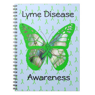 Pale Blue Lime Green Lyme Disease Awareness Ribbon Spiral Notebook