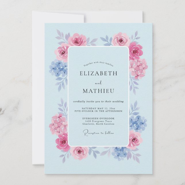 Pale Blue Luminous Springtime Wedding Invitation (Front)