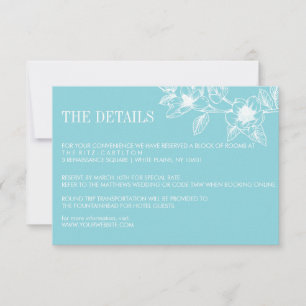 Pale Blue   Magnolia Flowers Bloom   Wedding RSVP Card