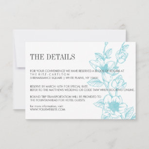 Pale Blue   Magnolia Flowers Bloom   Wedding RSVP Card