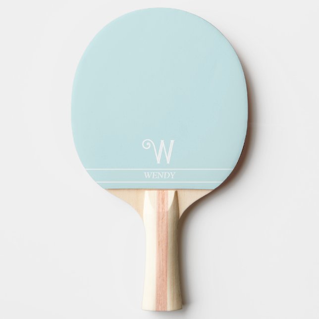 Pale Blue Monogrammed Ping Pong Paddle (Front)