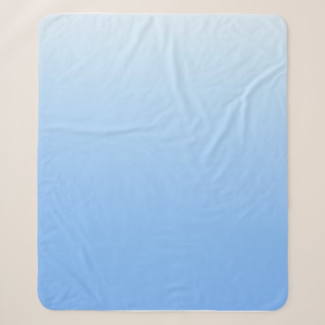 Pale blue ombre background sherpa blanket (Front)