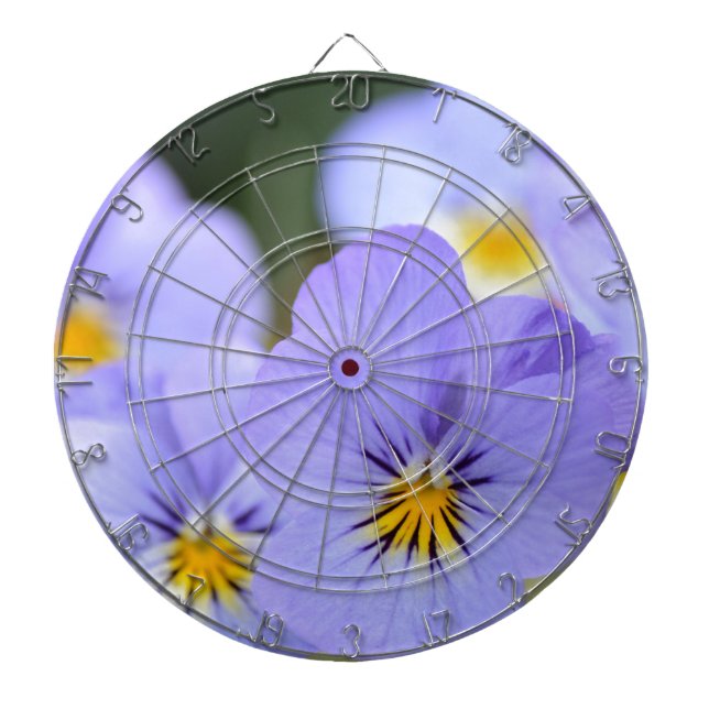 Pale Blue Pansies Dartboard (Front)