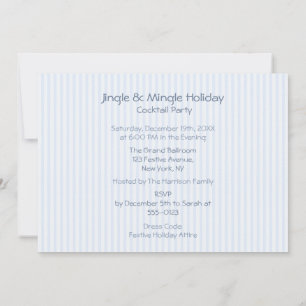 Pale Blue Pastel Stripe Whimsical Christmas Silver Announcement