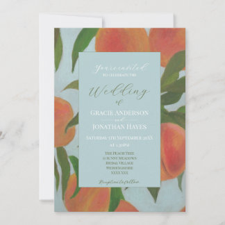 Pale Blue & Peaches Wedding Invitation