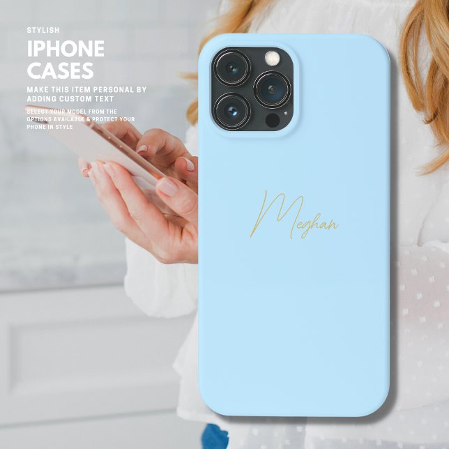 Pale Blue Personalised iPhone Case Script Name (Creator Uploaded)
