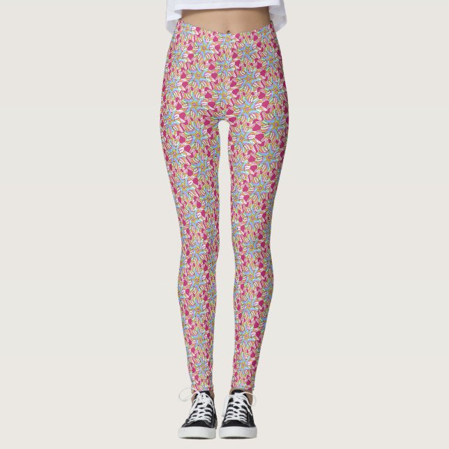 Pale Blue Pinwheels - Leggings (Front)
