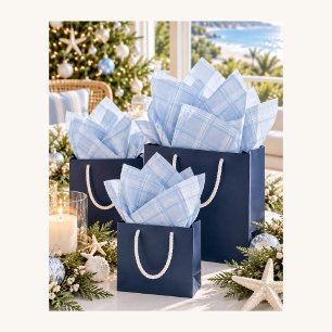 Pale Blue Plaid Tissue Paper (Light Blue Check)