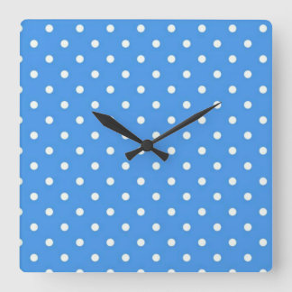 Pale Blue Polka Dot Art Square Wall Clock