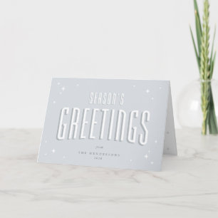 Pale Blue Retro Stars Season's Greetings Photo Holiday Card