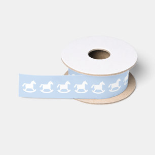Pale blue rocking horse ribbon for baby shower satin ribbon