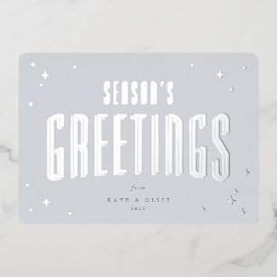 Pale Blue Season's Greetings Retro Stars Flat
