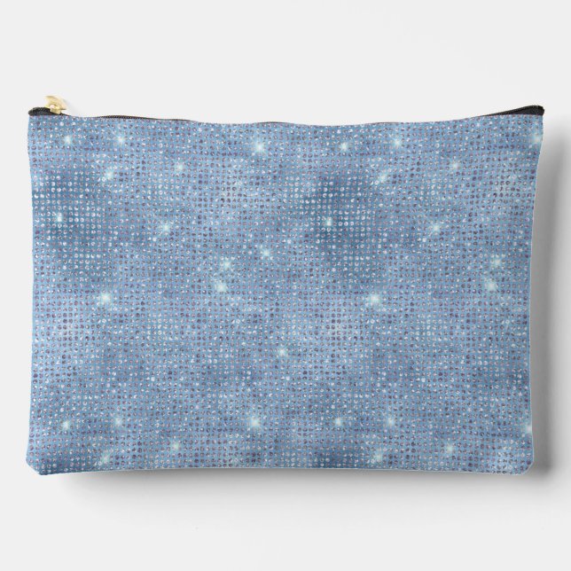 Pale Blue Sequin Pattern Accessory Pouch (Front)