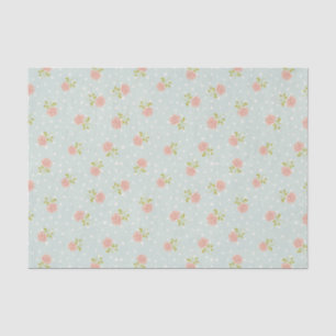 pale blue shabby chic polka dot white pink floral tissue paper