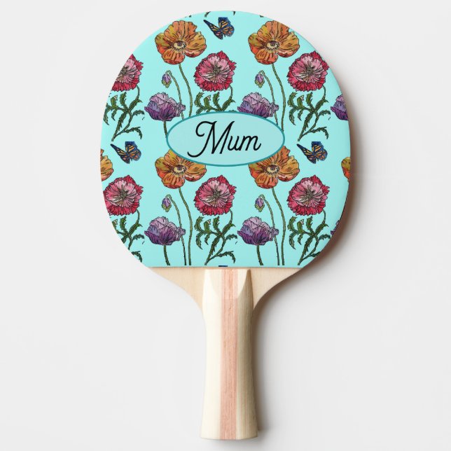 Pale Blue Shabby Poppy Mom Mothers Day Gifts Ping Pong Paddle (Front)