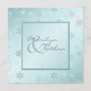 Pale Blue Snowflakes Wedding Invitation