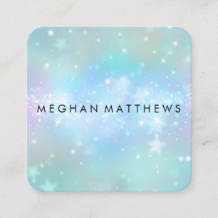 Pale Blue Sparkles Beauty Makeup Artist  Square Business Card